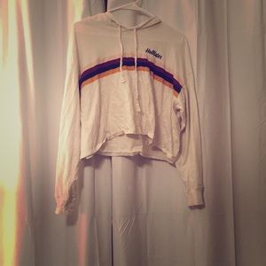 hollister white crop top with stripes